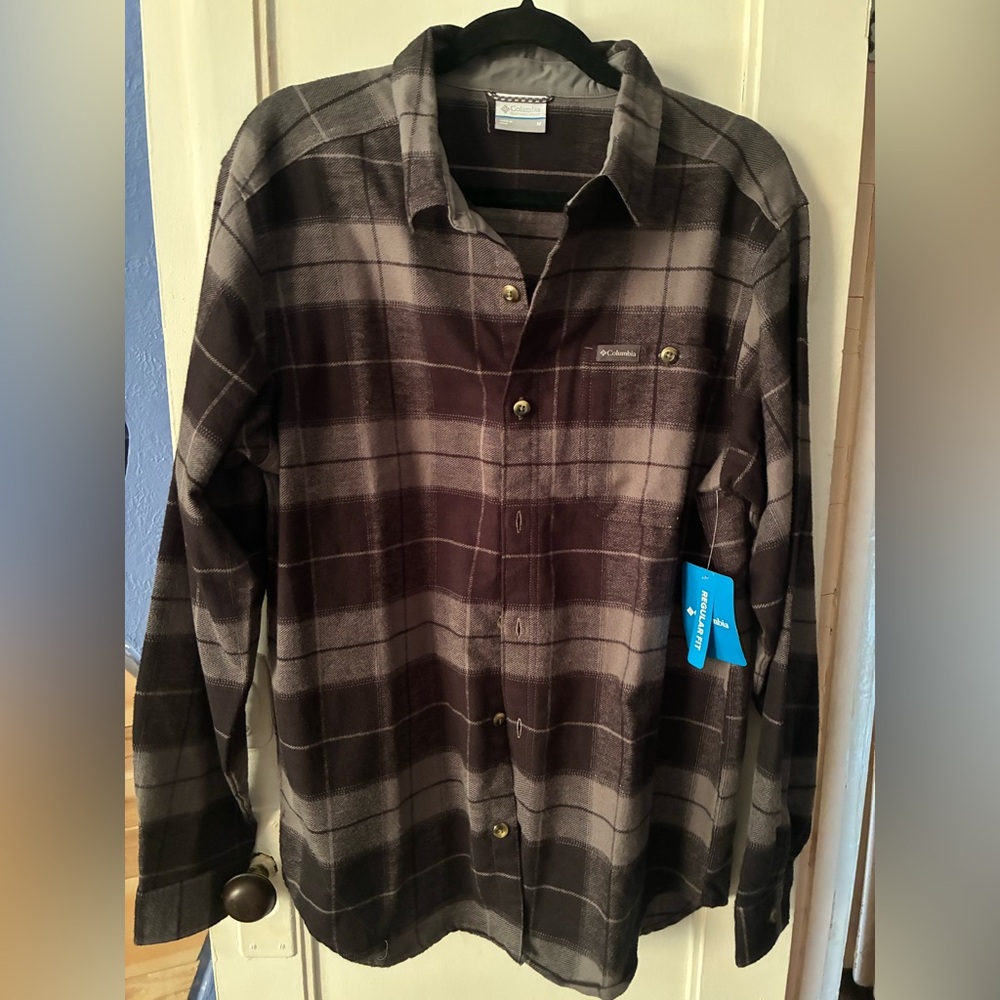 Columbia Black & gray Plaid Heavyweight Flannel Shirt